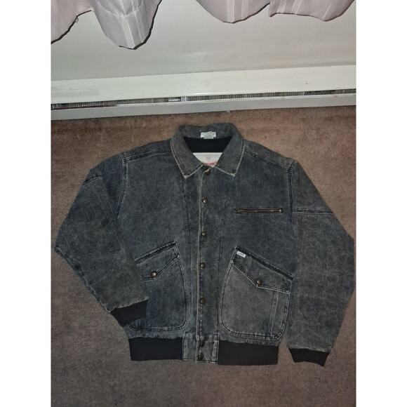 Vintage Guess Denim Bomber Jacket Mens Large 1980s George Marciano - Picture 1 of 7